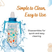 Adore ALGO - Twister  Handle 2 in 1 Baby Silicon Spout & Straw Sipper with Gravity Ball & Twin Handle - 250ml- Blue