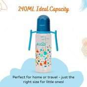 Adore ALGO - Twister  Handle 2 in 1 Baby Silicon Spout & Straw Sipper with Gravity Ball & Twin Handle - 250ml- Blue