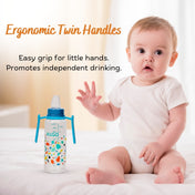 Adore ALGO - Twister  Handle 2 in 1 Baby Silicon Spout & Straw Sipper with Gravity Ball & Twin Handle - 250ml- Blue