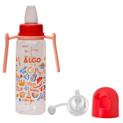 Adore ALGO - Twister  Handle 2 in 1 Baby Silicon Spout & Straw Sipper with Gravity Ball & Twin Handle - 250ml- Red