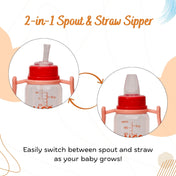 Adore ALGO - Twister  Handle 2 in 1 Baby Silicon Spout & Straw Sipper with Gravity Ball & Twin Handle - 250ml- Red