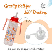 Adore ALGO - Twister  Handle 2 in 1 Baby Silicon Spout & Straw Sipper with Gravity Ball & Twin Handle - 250ml- Red