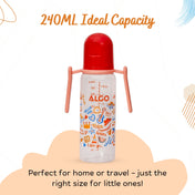 Adore ALGO - Twister  Handle 2 in 1 Baby Silicon Spout & Straw Sipper with Gravity Ball & Twin Handle - 250ml- Red