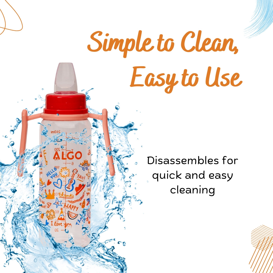 Adore ALGO - Twister  Handle 2 in 1 Baby Silicon Spout & Straw Sipper with Gravity Ball & Twin Handle - 250ml- Red