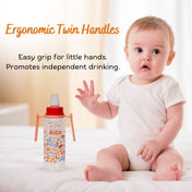 Adore ALGO - Twister  Handle 2 in 1 Baby Silicon Spout & Straw Sipper with Gravity Ball & Twin Handle - 250ml- Red