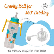 Adore ALGO - Twister  Handle 2 in 1 Baby Silicon Spout & Straw Sipper with Gravity Ball & Twin Handle - 250ml- Green