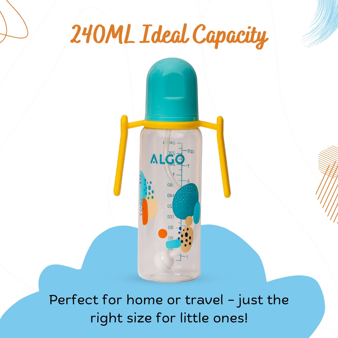 Adore ALGO - Twister  Handle 2 in 1 Baby Silicon Spout & Straw Sipper with Gravity Ball & Twin Handle - 250ml- Green