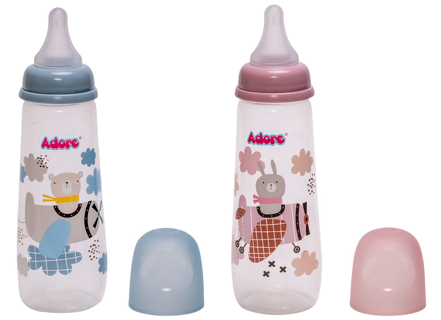 Adore Holland Narrow Neck Feeding Bottle 250ml- Pack of 2- Dual Combo- Blue+ Pink