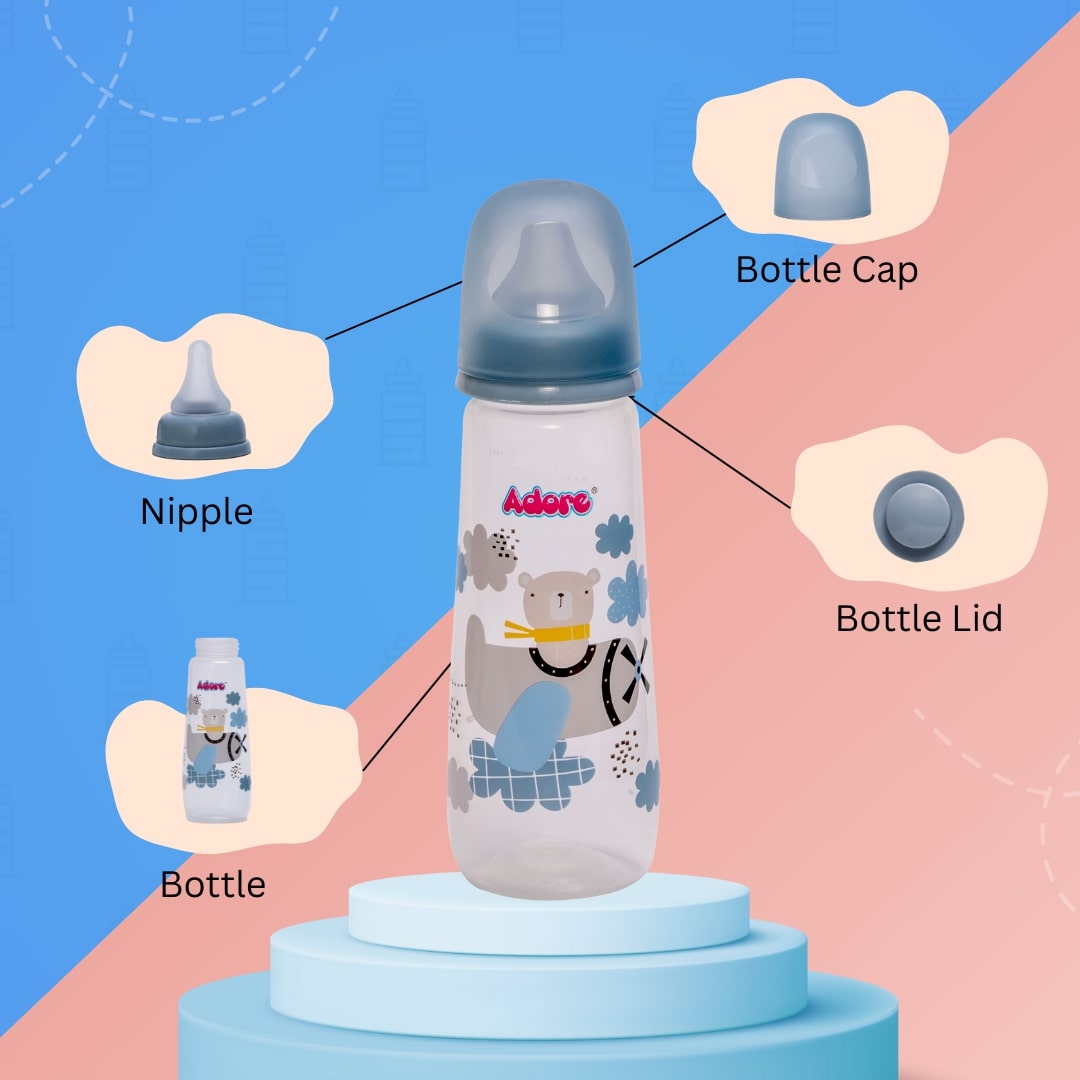 Adore Holland Narrow Neck Feeding Bottle 250ml- Pack of 2- Dual Combo- Blue+ Pink