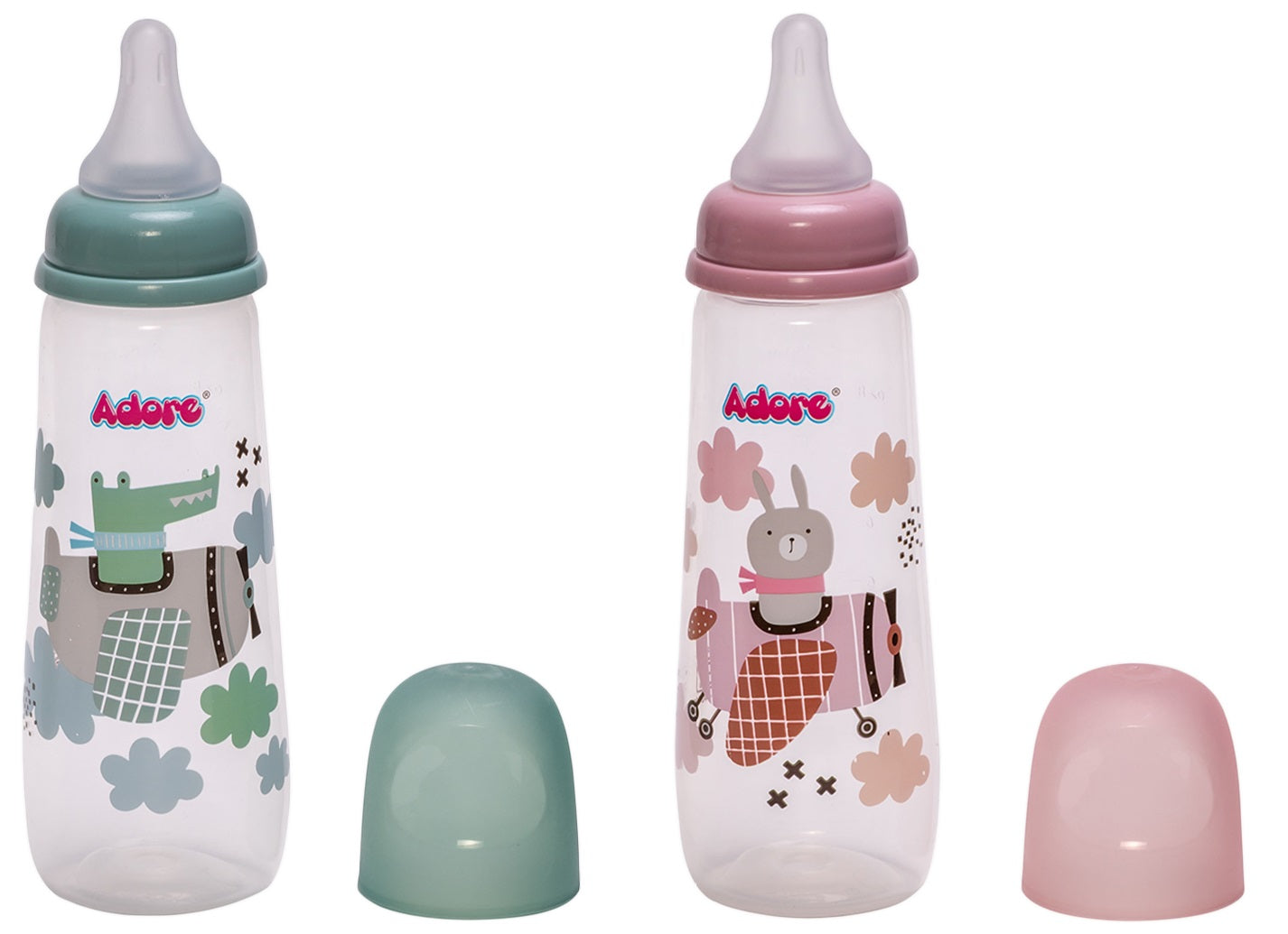 Adore Holland Narrow Neck Feeding Bottle 250ml- Pack of 2- Dual Combo- Green + Pink
