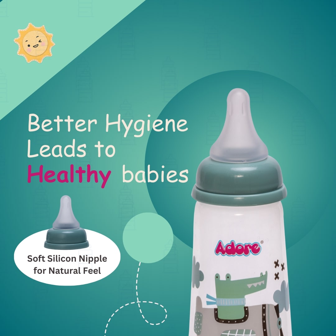 Adore Holland Narrow Neck Feeding Bottle 250ml- Pack of 2- Dual Combo- Green + Pink