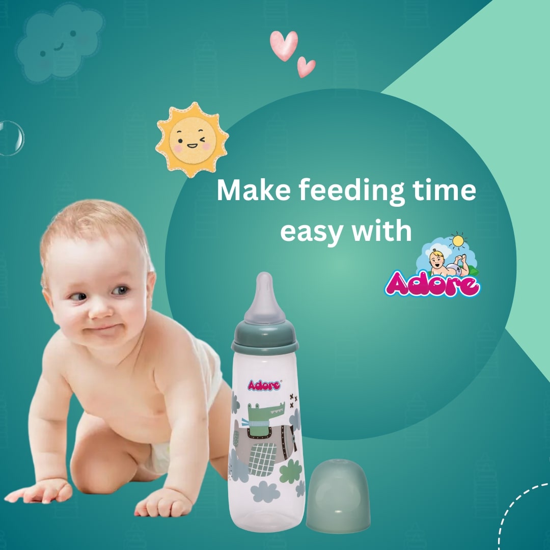 Adore Holland Narrow Neck Feeding Bottle 250ml- Pack of 3- Super Saver Combo- Pink+ Blue+Green