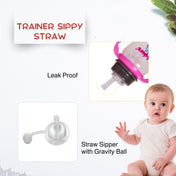 Adore AYE! The Character Hood Straw Sipper with Gravity Ball and Twin Handle 250ml- Grey Elephant