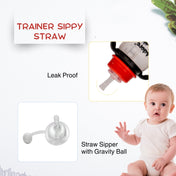 Adore AYE! The Character Hood Straw Sipper with Gravity Ball and Twin Handle 250ml- Black Penguin