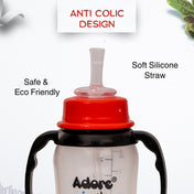 Adore AYE! The Character Hood Straw Sipper with Gravity Ball and Twin Handle 250ml- Black Penguin