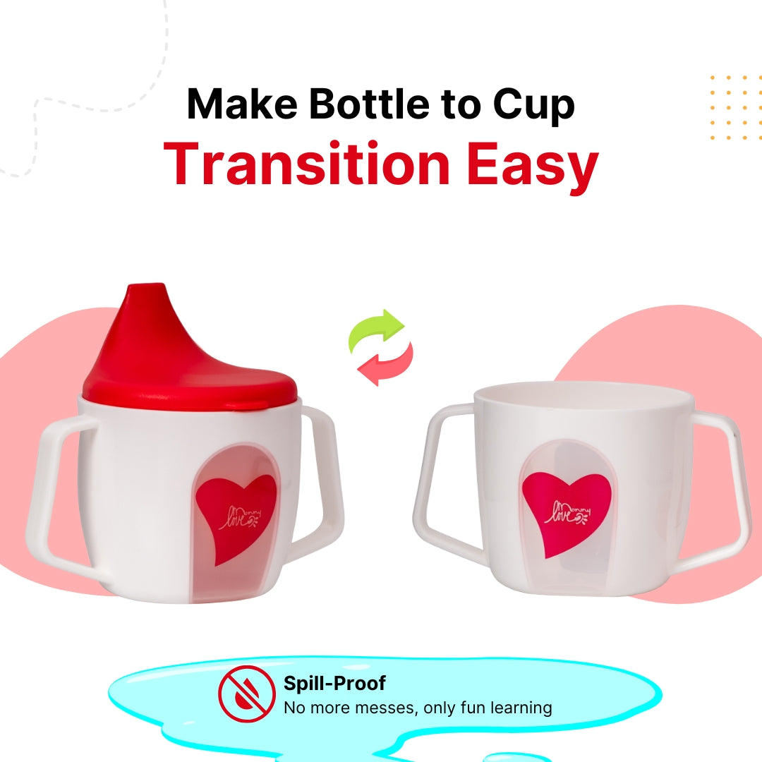 Adore BIJOU- The Mini Hard Spout Sipper/ Training Sippy Cup with Twin Handle - 150ml -Red