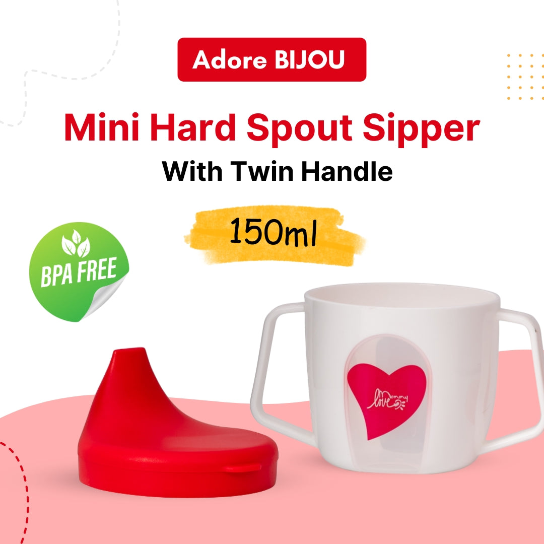Adore BIJOU- The Mini Hard Spout Sipper/ Training Sippy Cup with Twin Handle - 150ml -Red