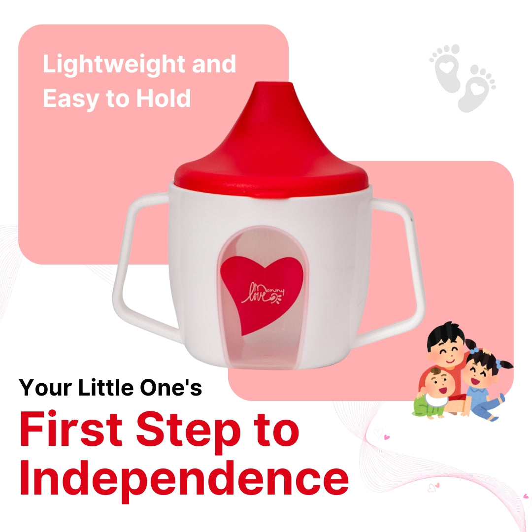 Adore BIJOU- The Mini Hard Spout Sipper/ Training Sippy Cup with Twin Handle - 150ml -Red