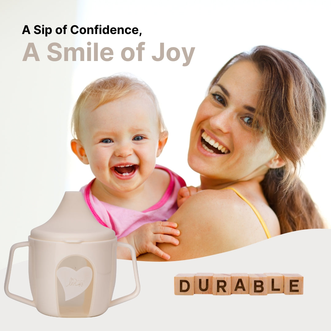 Adore BIJOU- The Mini Hard Spout Sipper/ Training Sippy Cup with Twin Handle - 150ml -white