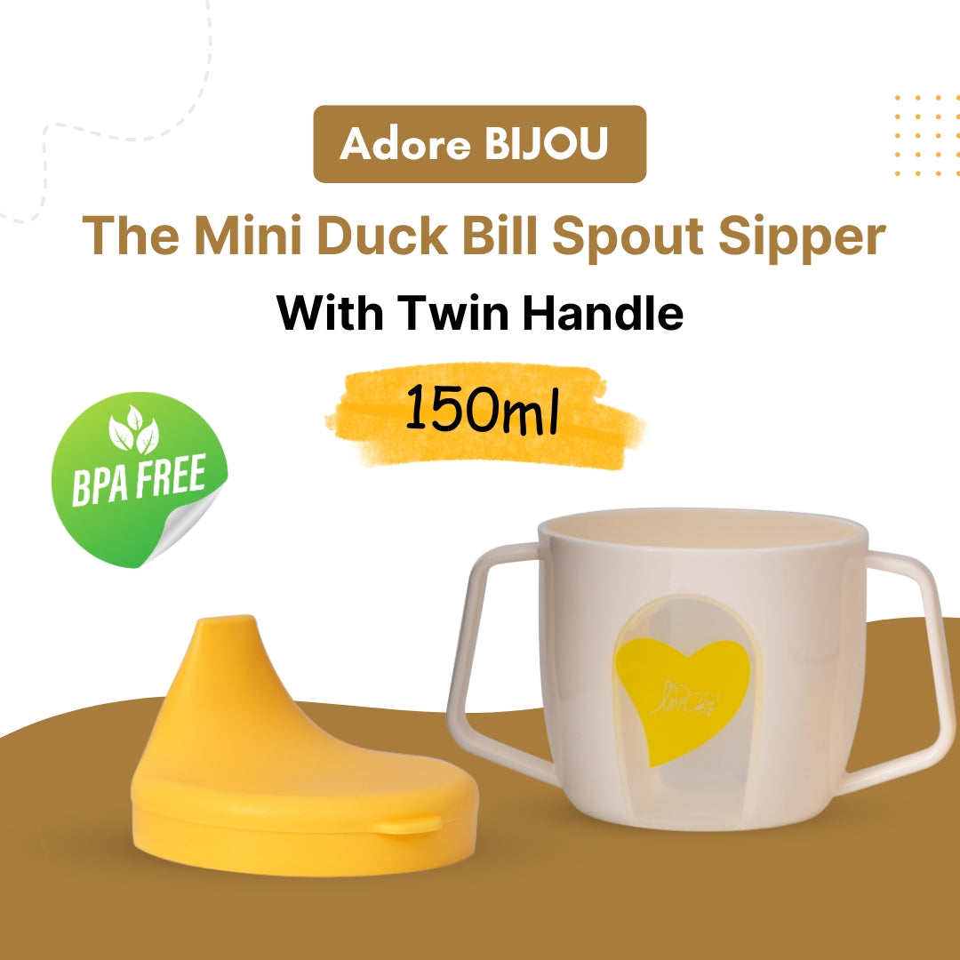 Adore BIJOU- The Mini Hard Spout Sipper/ Training Sippy Cup with Twin Handle - 150ml -Yellow