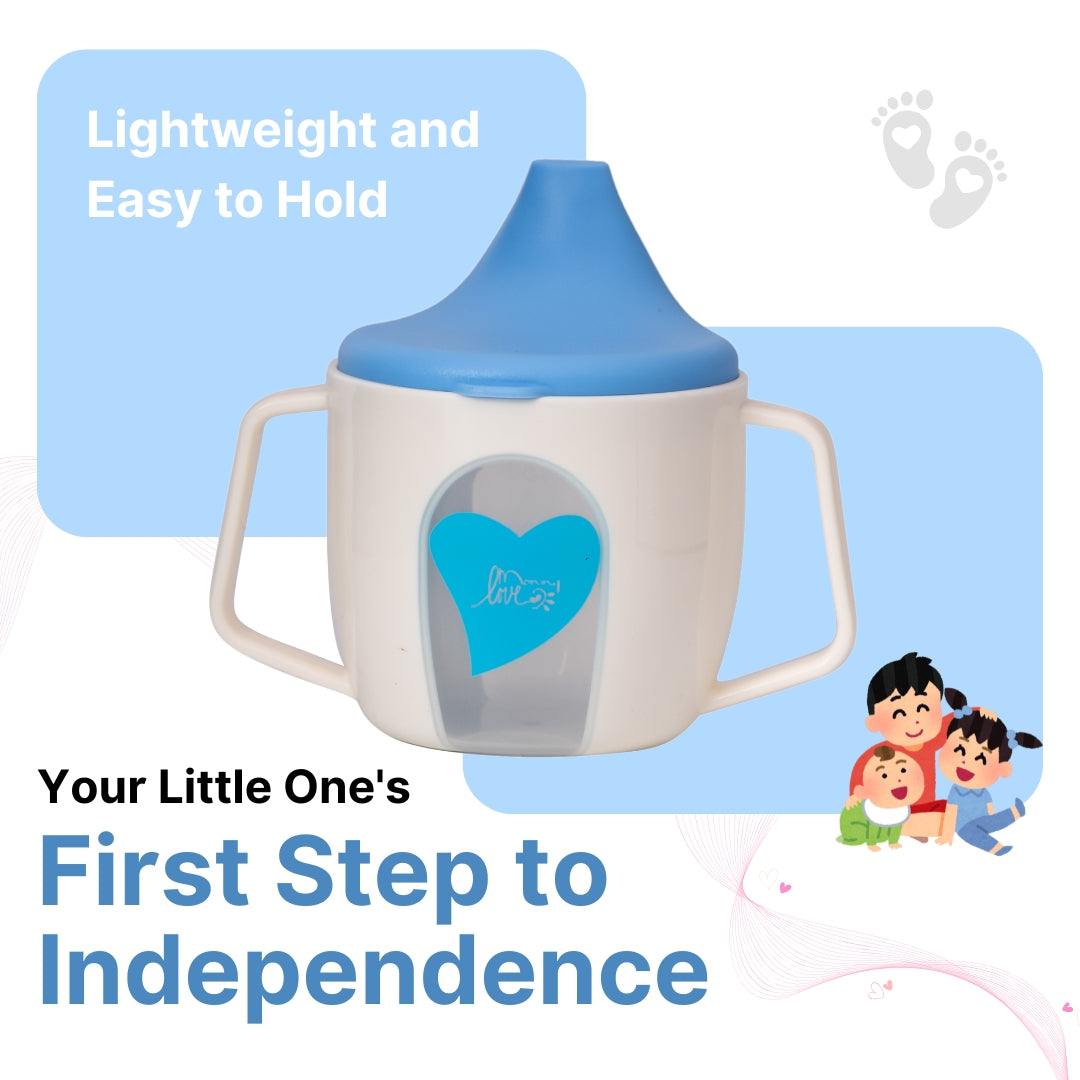 Adore BIJOU- The Mini Hard Spout Sipper/ Training Sippy Cup with Twin Handle - 150ml -Blue