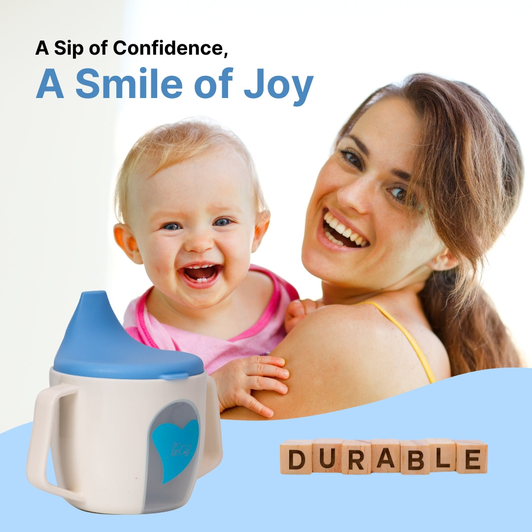 Adore BIJOU- The Mini Hard Spout Sipper/ Training Sippy Cup with Twin Handle - 150ml -Blue