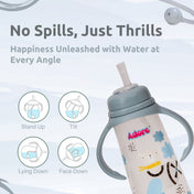 Adore WALES! The Stylish Baby Straw Sipper with Gravity Ball & Twin Handle 250ml- Blue