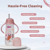 Adore WALES! The Stylish Baby Straw Sipper with Gravity Ball & Twin Handle 250ml- Pink