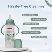 Adore WALES! The Stylish Baby Straw Sipper with Gravity Ball & Twin Handle 250ml- Green