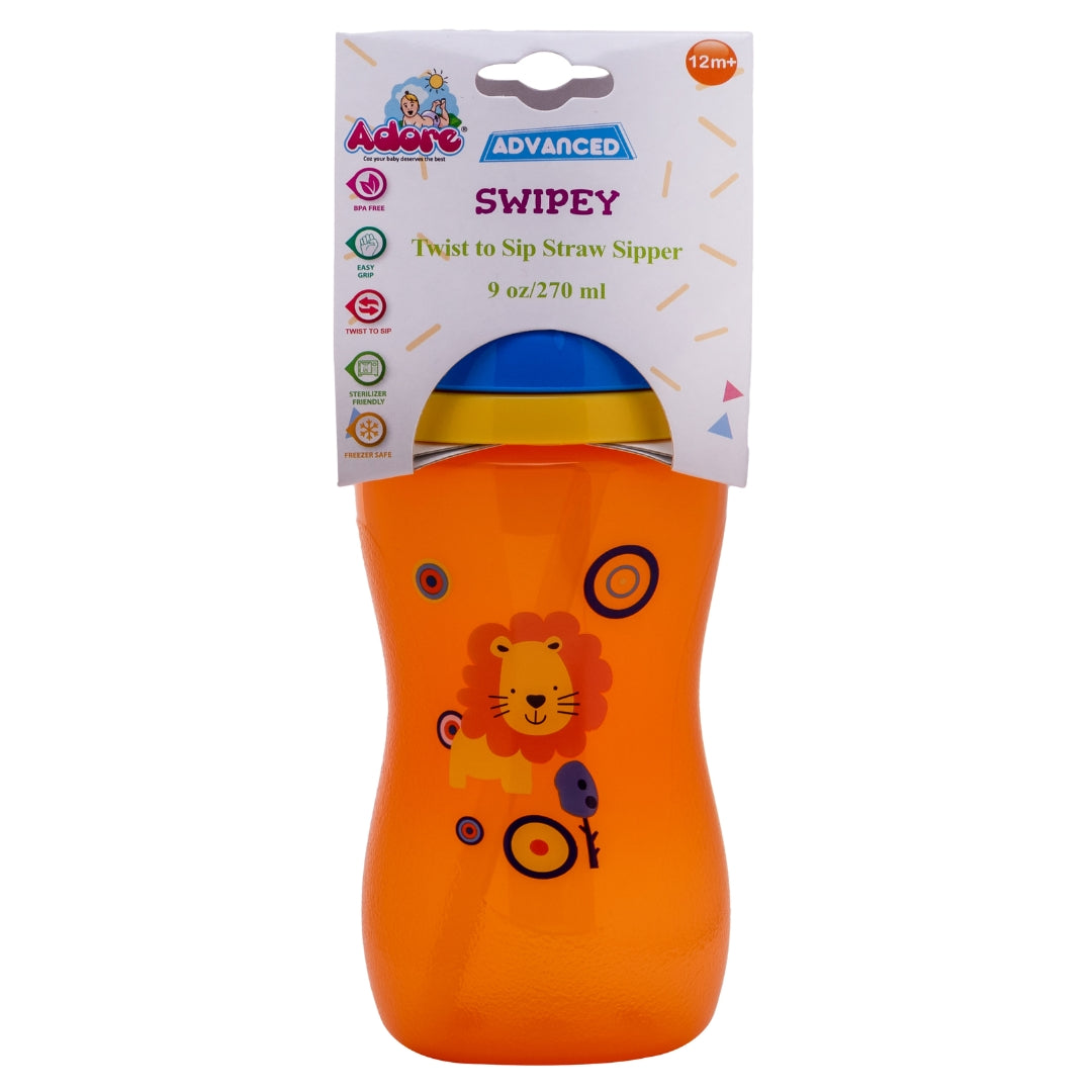 Adore Swipey Twist to Sip Straw Sipper 270ml - Orange