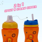Adore Spartan 2 in 1 Spout n Straw Sipper with Hood 270ml- Orange