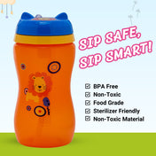 Adore Spartan 2 in 1 Spout n Straw Sipper with Hood 270ml- Orange