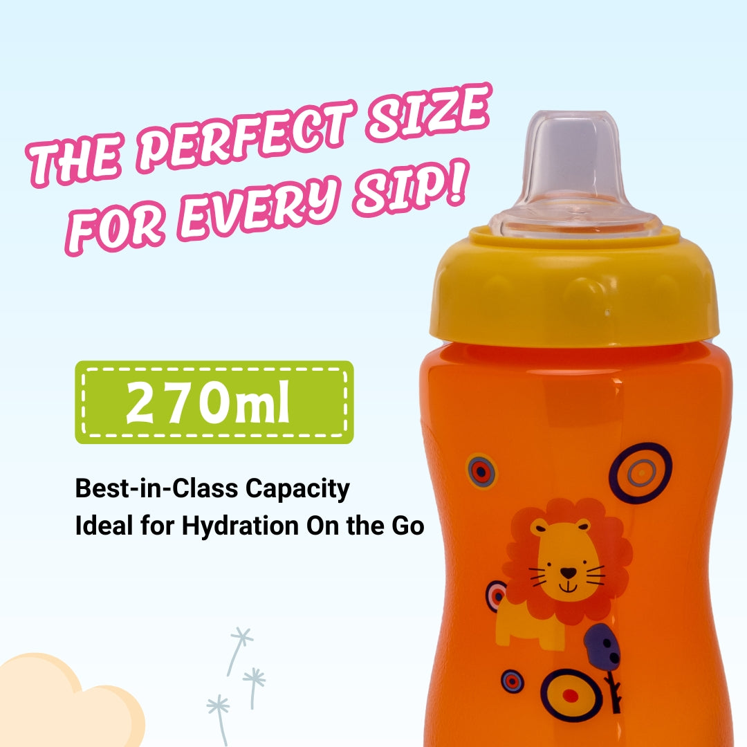 Adore Spartan 2 in 1 Spout n Straw Sipper with Hood 270ml- Orange