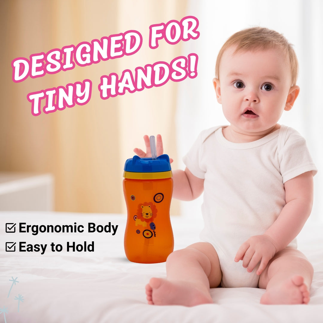 Adore Spartan 2 in 1 Spout n Straw Sipper with Hood 270ml- Orange