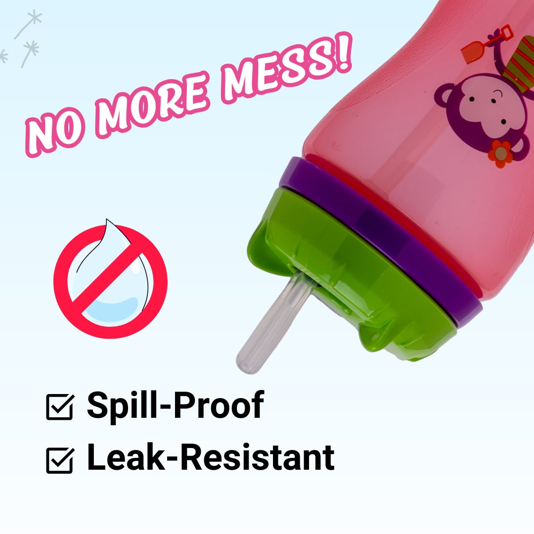 Adore Spartan 2 in 1 Spout n Straw Sipper with Hood 270ml- Pink