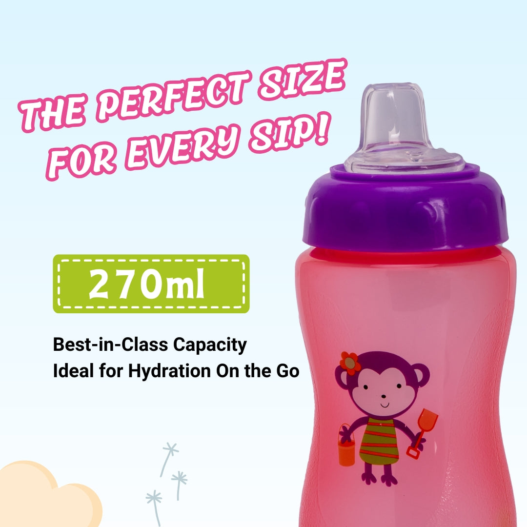 Adore Spartan 2 in 1 Spout n Straw Sipper with Hood 270ml- Pink