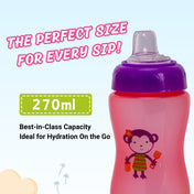 Adore Spartan 2 in 1 Spout n Straw Sipper with Hood 270ml- Pink