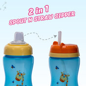 Adore Spartan 2 in 1 Spout n Straw Sipper with Hood 270ml- Blue