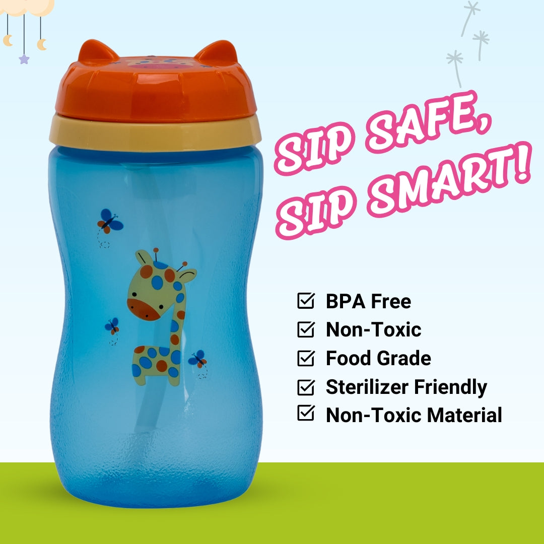 Adore Spartan 2 in 1 Spout n Straw Sipper with Hood 270ml- Blue