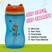 Adore Spartan 2 in 1 Spout n Straw Sipper with Hood 270ml- Blue