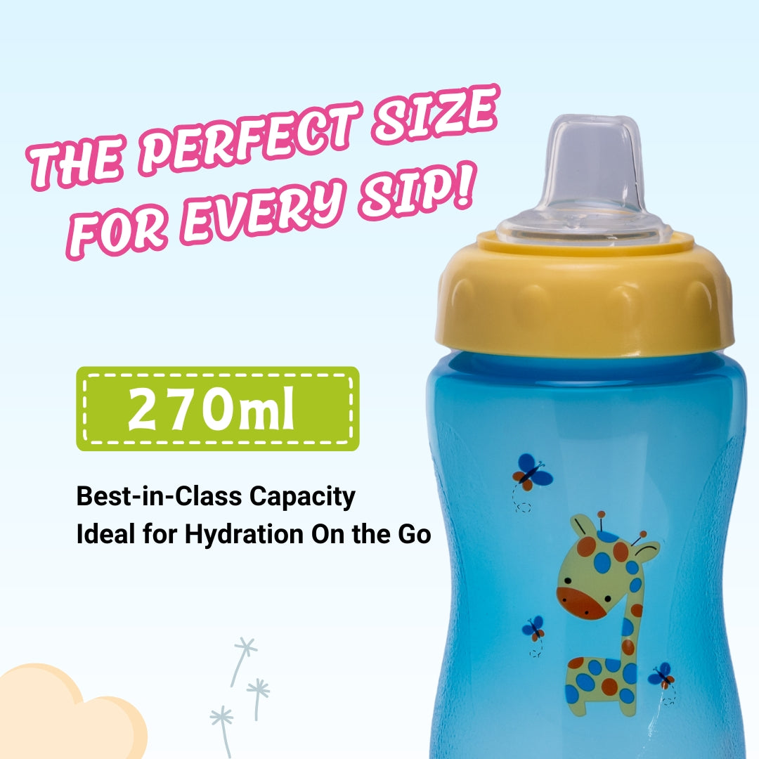 Adore Spartan 2 in 1 Spout n Straw Sipper with Hood 270ml- Blue