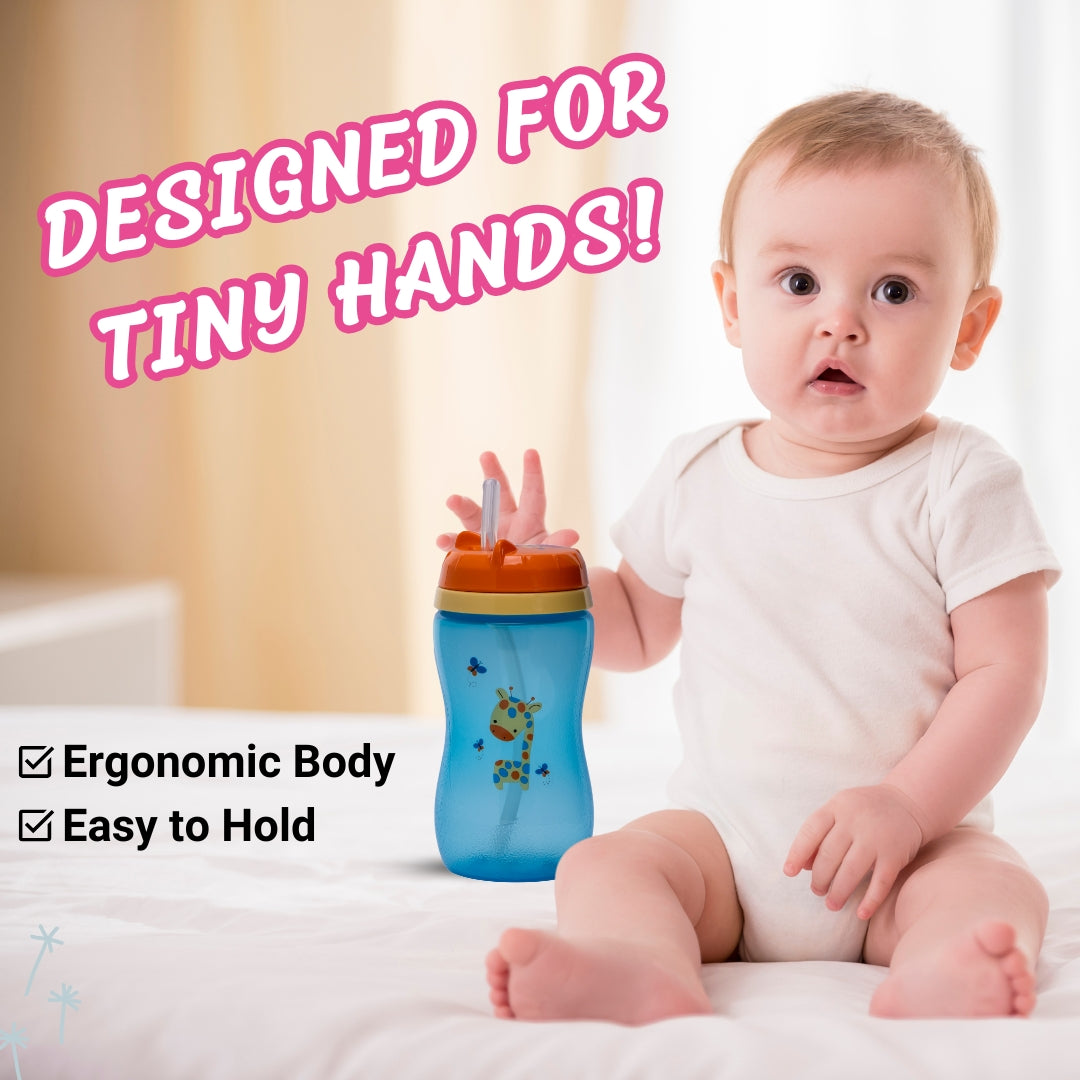 Adore Spartan 2 in 1 Spout n Straw Sipper with Hood 270ml- Blue