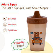 Adore Advanced Sippo- The Spill Proof Spout Sipper 270ml - Brown