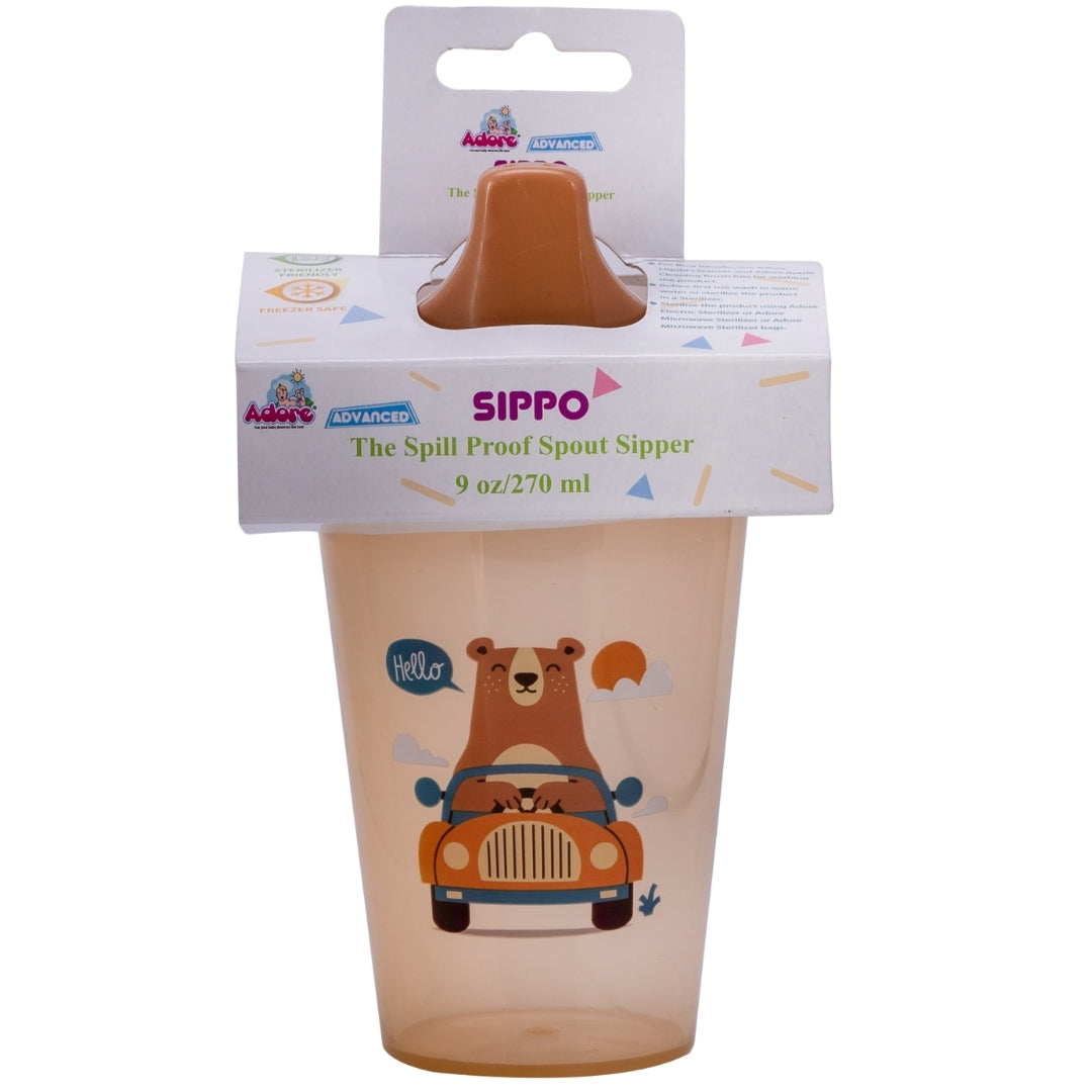 Adore Advanced Sippo- The Spill Proof Spout Sipper 270ml - Brown
