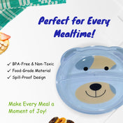 Adore Binge-The Teddy Designed Feeding Plate with Partition- Offwhite