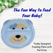 Adore Binge-The Teddy Designed Feeding Plate with Partition- Offwhite