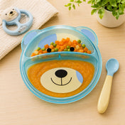Adore Binge-The Teddy Designed Feeding Plate with Partition- Green