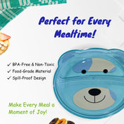 Adore Binge-The Teddy Designed Feeding Plate with Partition- Green