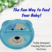 Adore Binge-The Teddy Designed Feeding Plate with Partition- Green