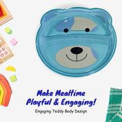 Adore Binge-The Teddy Designed Feeding Plate with Partition- Green